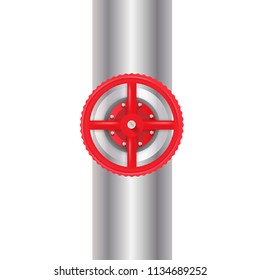 Red valve with bolt. Vector illustration 