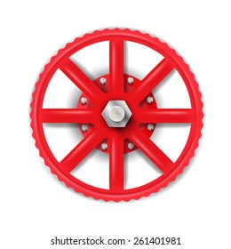 Red valve with bolt. Vector illustration 
