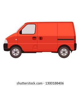 red van car, vector illustration , flat style, profile view
