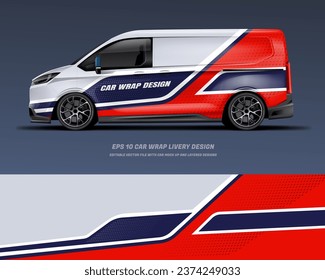 Red van car wrap livery design. company car wrap design vector eps10.
