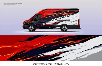 Red van car wrap livery design vector eps 10 printable files