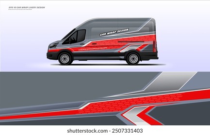 Red van car wrap livery design vector eps 10 printable files