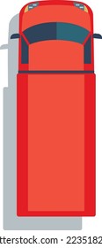 Red van icon. Shipping transport top view