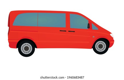Red van. side view. vector