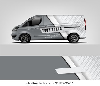 Red Van Wrap Design. Abstract geometric van wrap printable file eps10 dekal