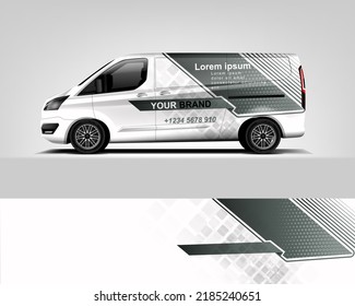 Red Van Wrap Design. Abstract geometric van wrap printable file eps10 dekal