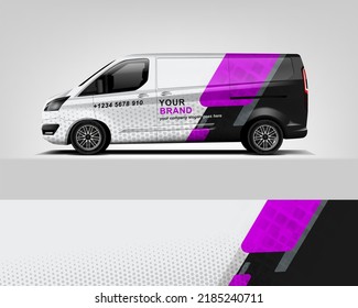 Red Van Wrap Design. Abstract geometric van wrap printable file eps10 dekal