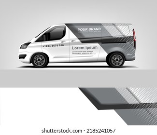 Red Van Wrap Design. Abstract geometric van wrap printable file eps10 dekal