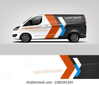 Red Van Wrap Design. Abstract geometric van wrap printable file eps10 dekal