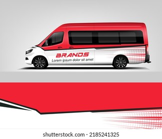 Red Van Wrap Design. Abstract geometric van wrap printable file eps10 dekal
