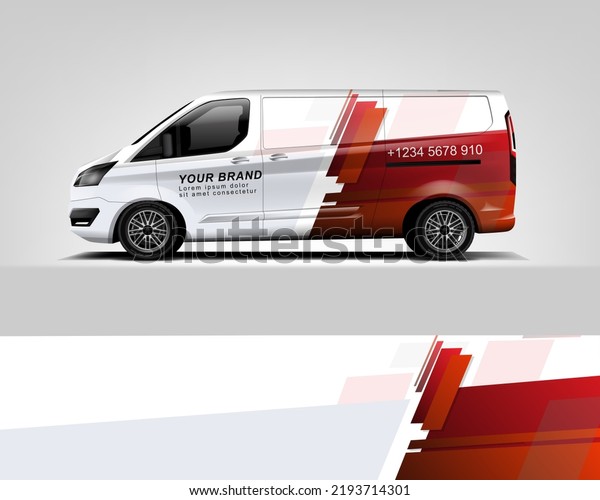 Red Van Wrap Design. Abstract geometric van wrap\
printable file eps10 dekal
