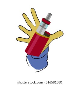Red vape in the hand, vector illustration

