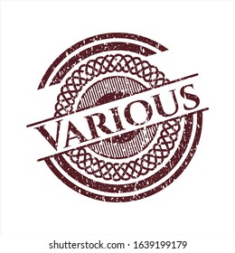 Red Various rubber grunge texture stamp