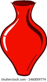Red vase, illustration, vector on white background.