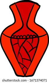 Red vase, illustration, vector on white background.
