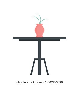 Red vase on table icon. Flat illustration of red vase on table vector icon for web design