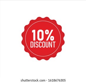 Red vector 10% discount price sign.advertising marketing sales,Special offer sale red tag vector illustration 