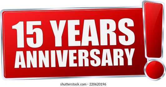 red vector 15 Years Anniversary sign