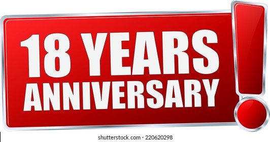 red vector 18 Years Anniversary sign