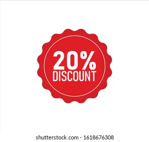 Red vector 20% discount price sign.advertising marketing sales,Special offer sale red tag vector illustration 