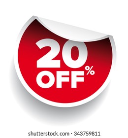 red vector 20% discount price sign