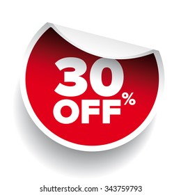 red vector 30% discount price sign