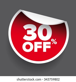 red vector 30% discount price sign