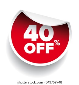 red vector 40% discount price sign