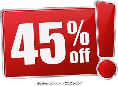 red vector 45% discount price sign