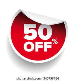 signo de precio de descuento del 50% del vector rojo