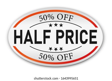 signo de precio de descuento del 50% del vector rojo en un fondo blanco