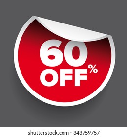 red vector 60% discount price sign