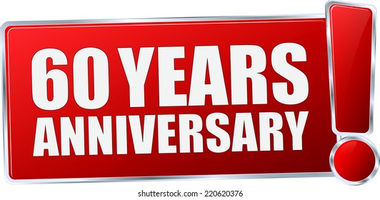 red vector 60 Years Anniversary sign