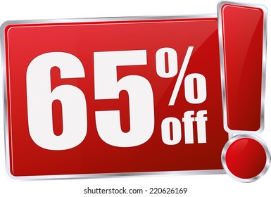 red vector 65% discount price sign