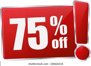 red vector 75% discount price sign