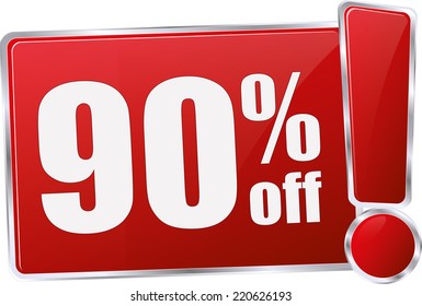 red vector 90% discount price sign