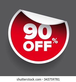 red vector 90% discount price sign