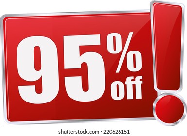 red vector 95% off discount price sign