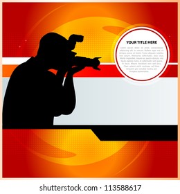 Red vector abstract background with photographer