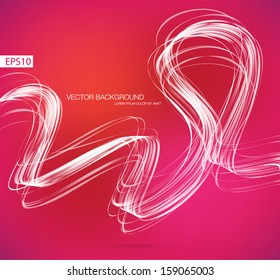 Red vector abstract dynamic ribbon wave background