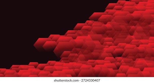 Red vector abstract geometric art background. Hexagonal shapes. Brochure, screen, presentation, wallpaper, PowerPoint design template.