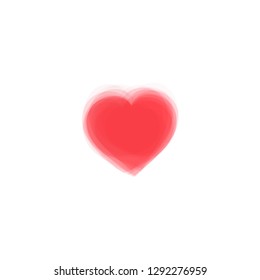 Red vector abstract heart. Similar to painting, drawing design.