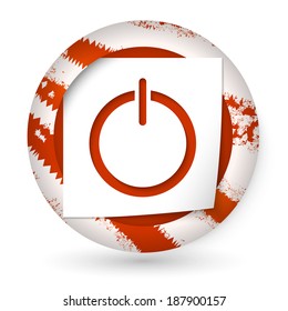 red vector abstract icon with paper and power button