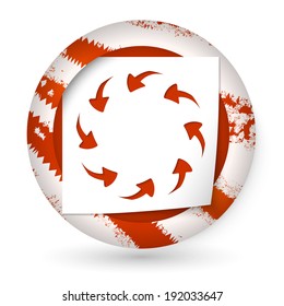 red vector abstract icon with paper and arrows