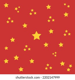 Red vector abstract star yellow background pattern, bed sheet pattern, handkerchief pattern.