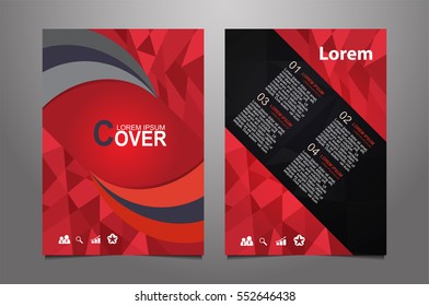 Red Vector annual report Leaflet Brochure Flyer template design, book cover layout design, Abstract  red presentation book cover templates