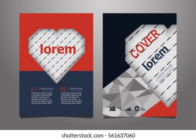 Red  vector annual report Leaflet Brochure Flyer template design, book cover layout design, Abstract  red presentation book cover templates