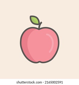 Red Vector Apple Illustration With Green Leaf. Design Ready To Use In Multiple Projects Like Websites, Apps, Shops, Videos, Vegan, Fruit And Healthy Projects Among Others.