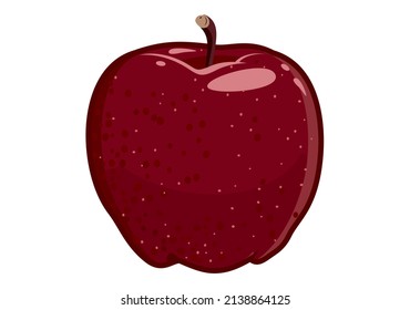 Red vector apple. Juicy fruit isolated on white background. Red Delicious
