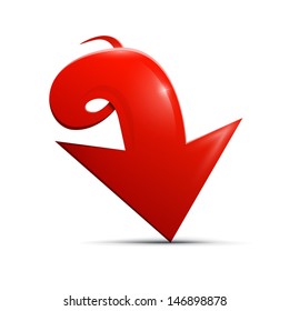 Red vector arrow on white background 